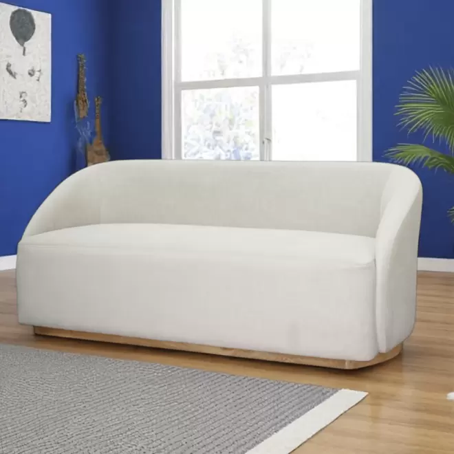 Sofa 3 Puestos Tex Base Madera/tela Aren