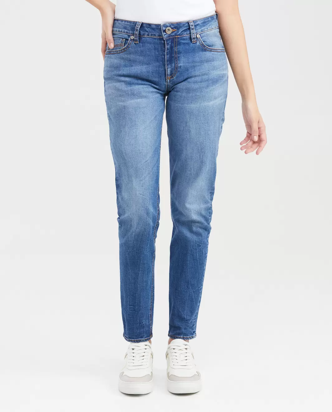 Jean Low Rise Bota Skinny Azul Claro Vintage para Mujer
