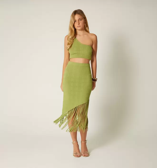 Blusa tejida para mujer un solo hombro