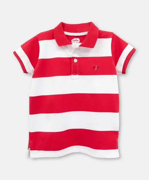 Camiseta Tipo Polo Niño En Algodón Color Rojo