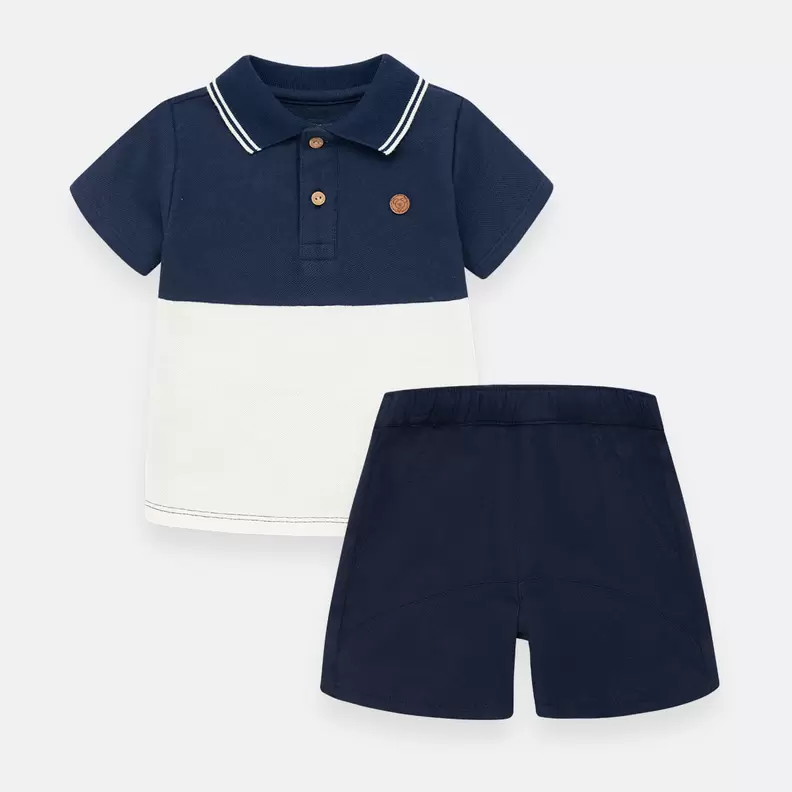 Conjunto corto para bebé niño de camiseta polo y bermuda