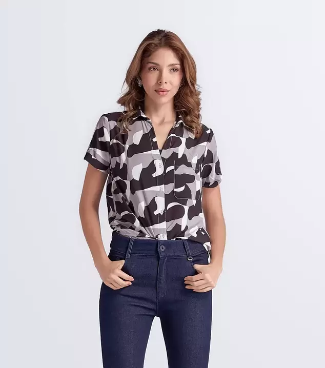 Blusa Camisera Para Mujer Natalia Manga Corta Derek