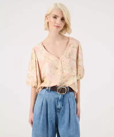 Blusa Manga Globo Estampada
