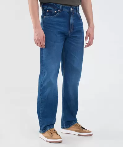 Jeans Relax Fit Tono Azul Medio Oscuro