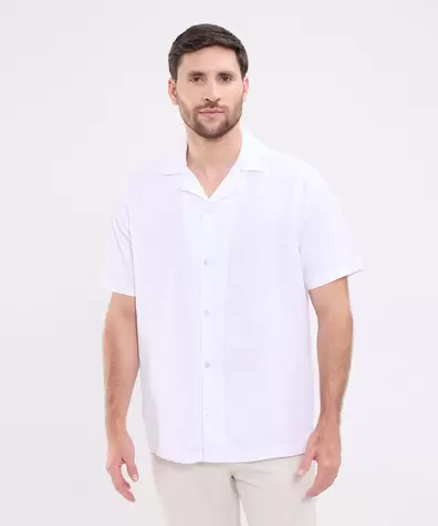 Camisa guayabera manga corta con bordado para hombre