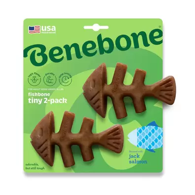 Benebone Tiny 2-Pack Fishbone Dog Chew Toy