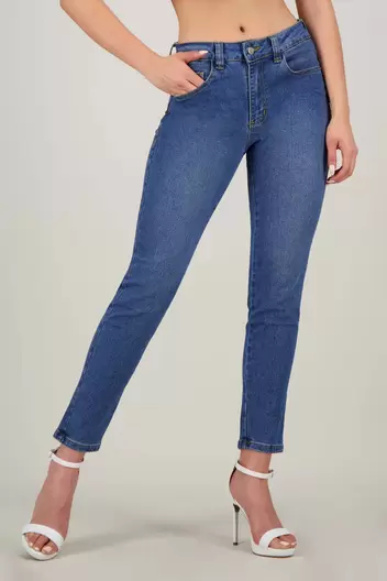 Jean de dama tiro alto ajustada