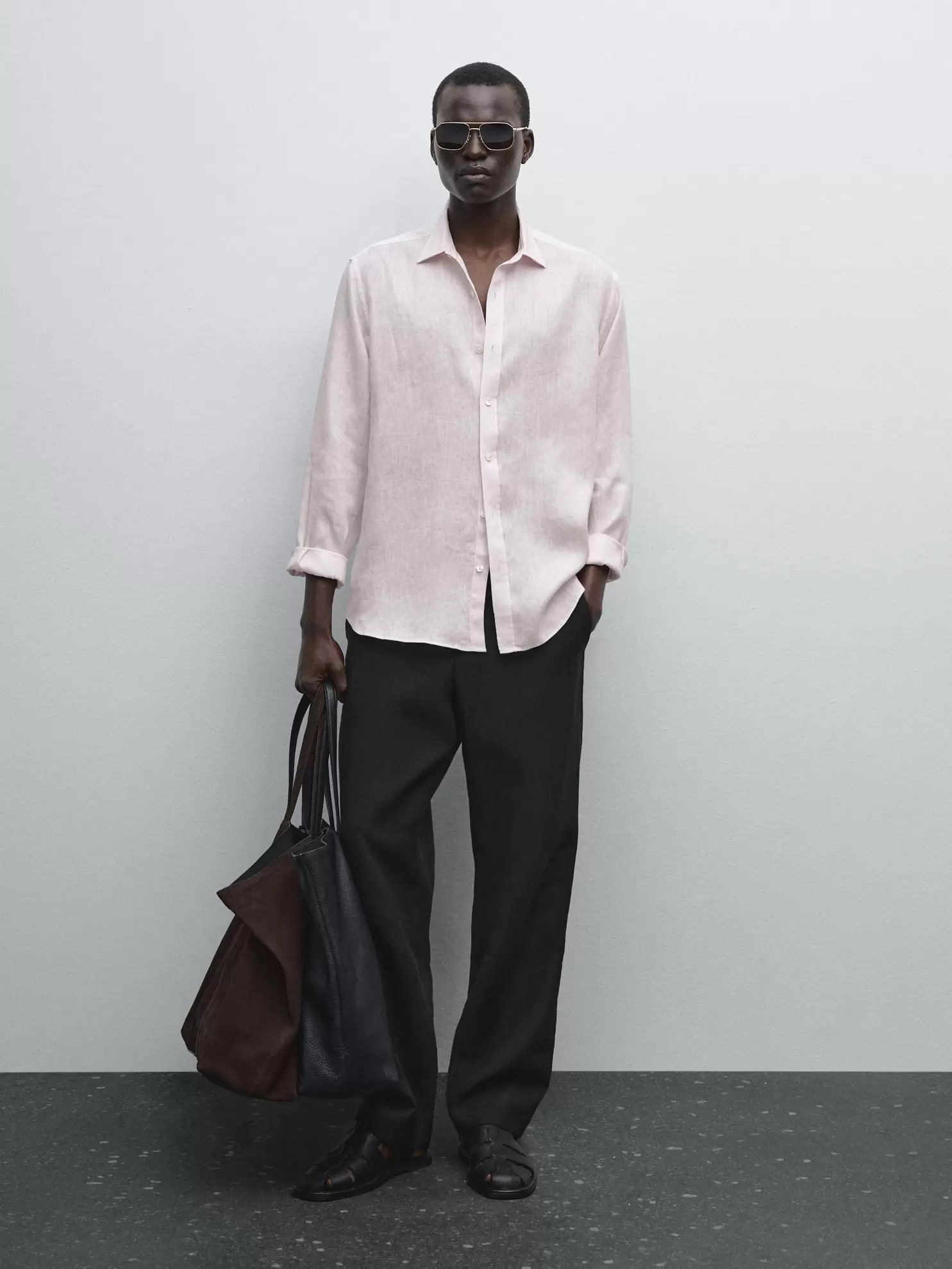 Camisa regular fit 100% lino