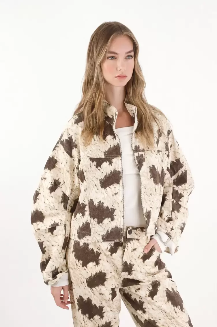 Chaqueta en drill estampada para mujer