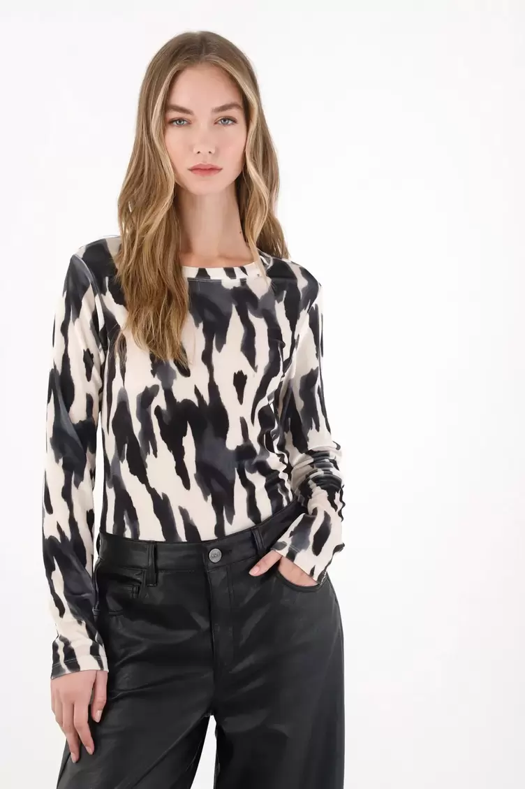 Camiseta manga larga animal print para mujer