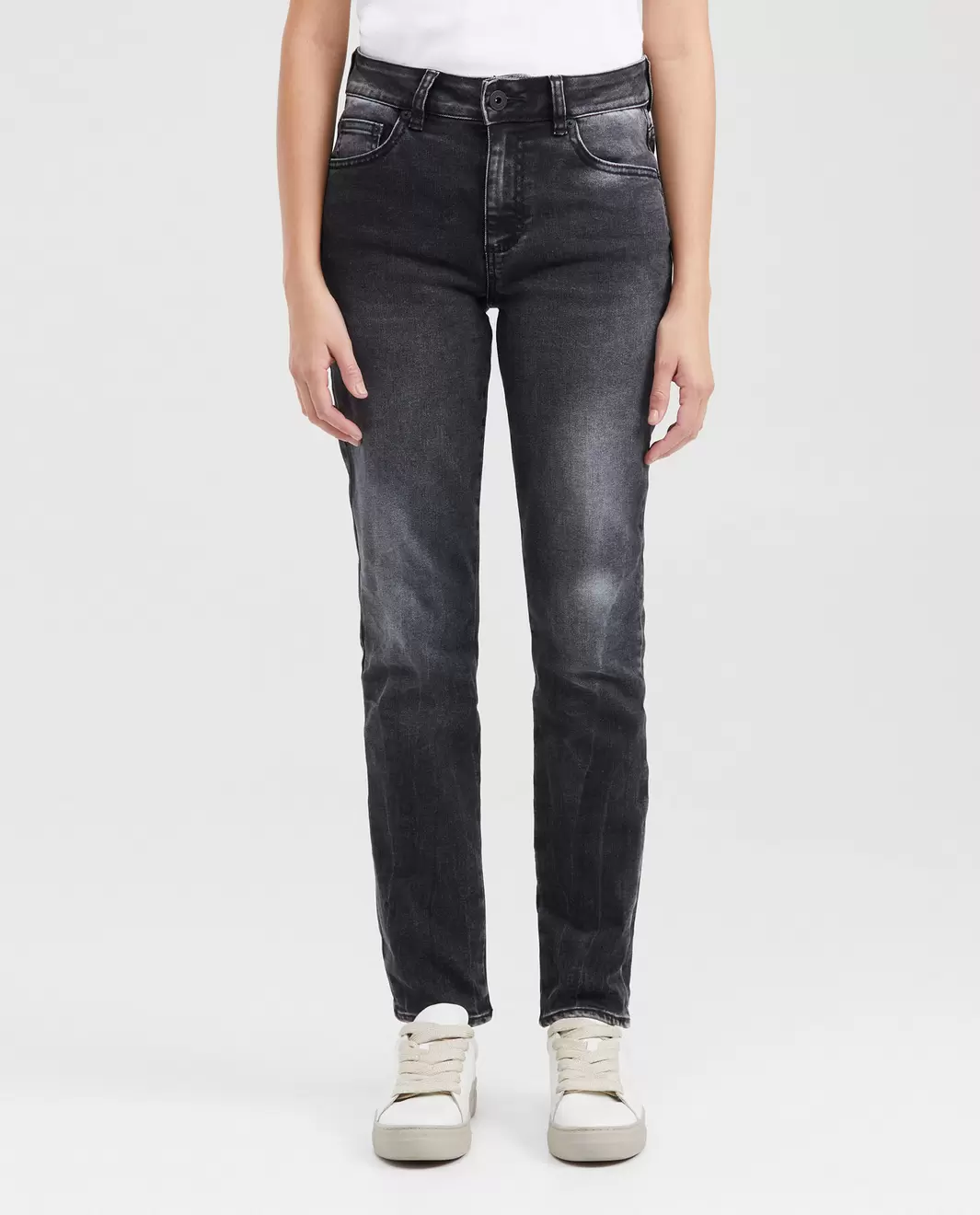 Jean High Rise Bota Skinny Negro Mate para Mujer