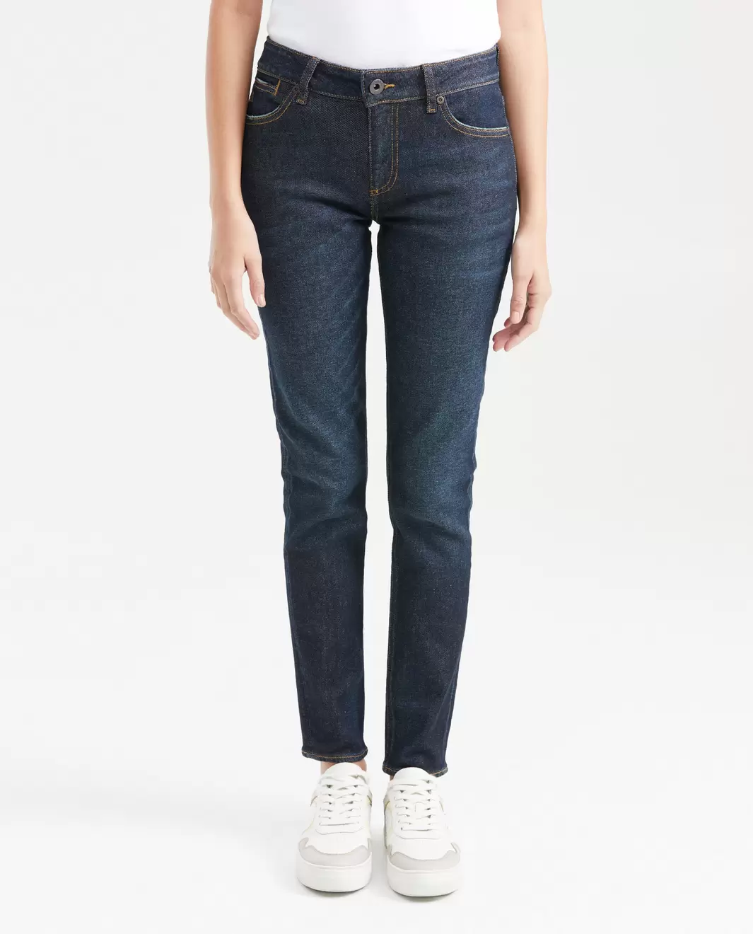 Jean Low Rise Bota Skinny Azul Ultra Oscuro para Mujer