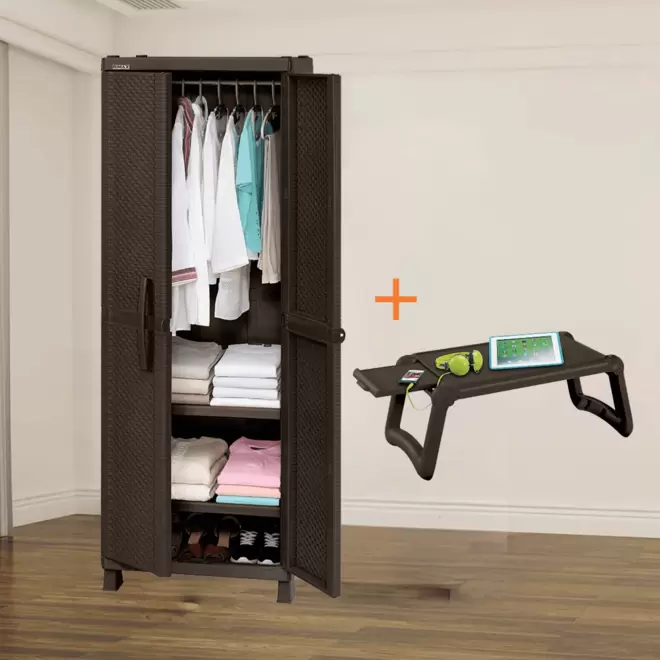 Combo Alcoba Rattan (Armario Para Ropa + Mesa Personal Cama)