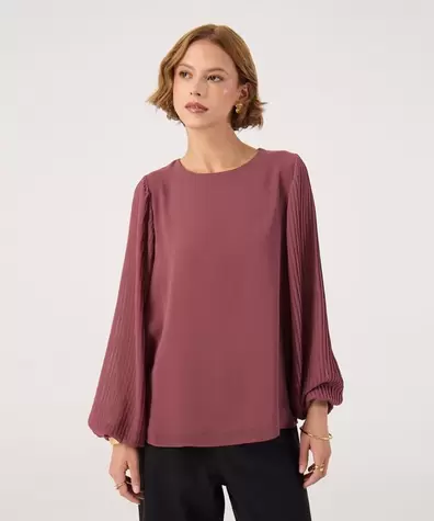 Blusa manga larga con textura