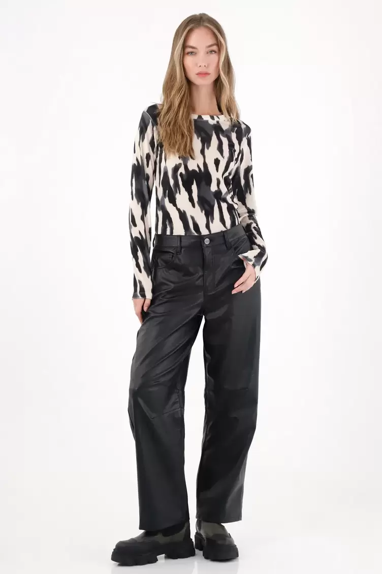 Pantalón en cuero sintético negro para mujer