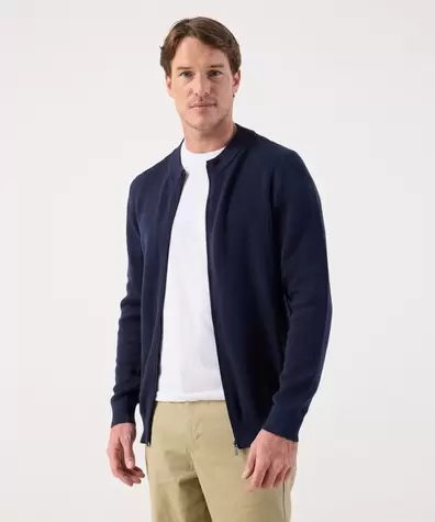 Chaqueta Bomber de Punto para Hombre con Cremallera