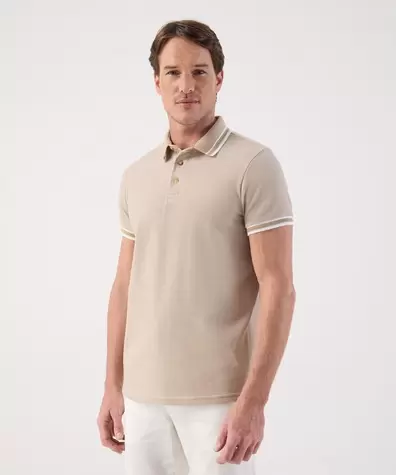 Polo Texturizado con Ribetes de Contraste Para Hombre