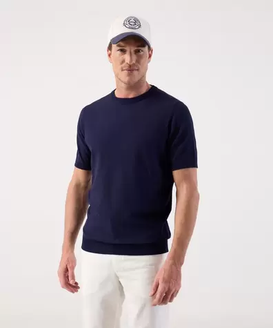 Camiseta de Punto Fino para Hombre Manga Corta