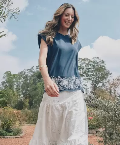 Falda Calada Para Mujer Diseño Larga De Volantes