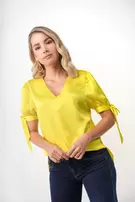 Blusa anudada con escote - Verde lima