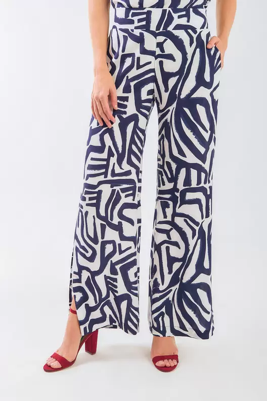 Pantalón palazzo estampado - Azul