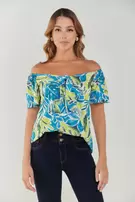 Blusa off shoulders anudada - Pistacho