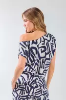 Blusa solo hombro asimetrica - Azul