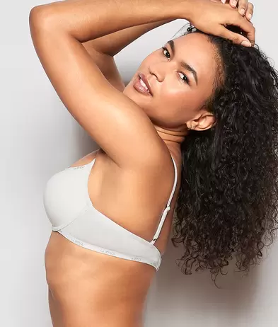 Lightly Lined Demi Logo Bra in Ivory