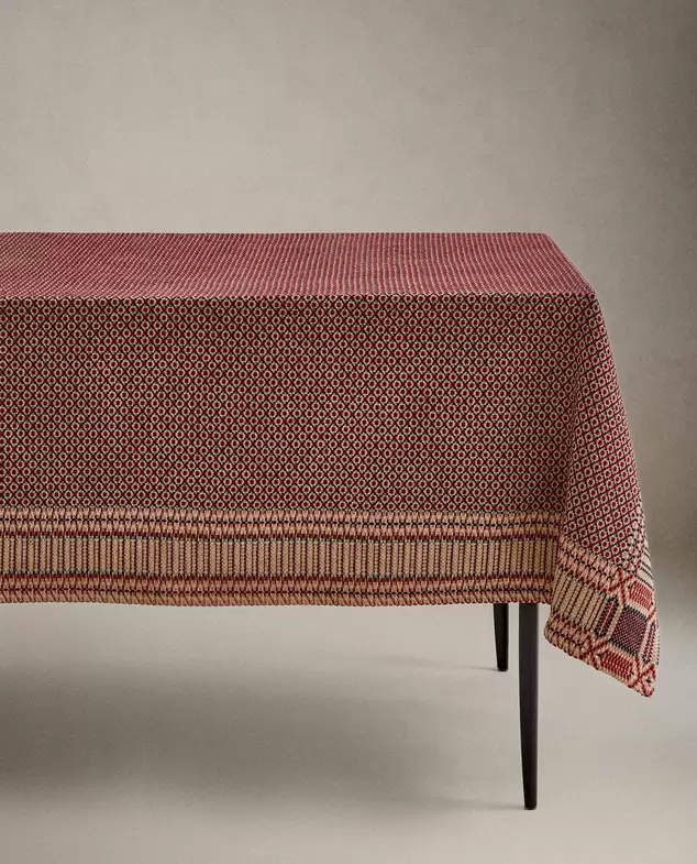 MANTEL ALGODÓN GEOMÉTRICO NAVIDAD