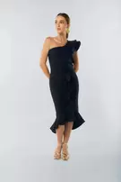 Falda midi asimétrica - Negro