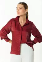 Camisa manga 3/4 efecto brillo - Vinotinto