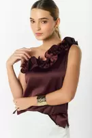 Blusa solo hombro con herraje con bolero - Negro