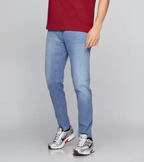 Couple David Tono Azul Claro Con Desgastes Y Cremallera