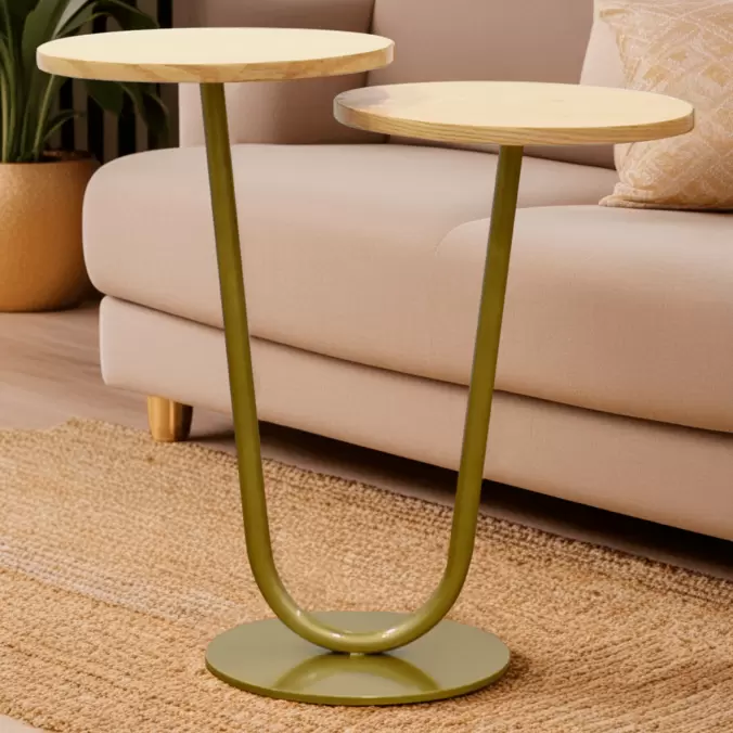 Mesa Auxiliar Amur Pata Hierro Dorado/na