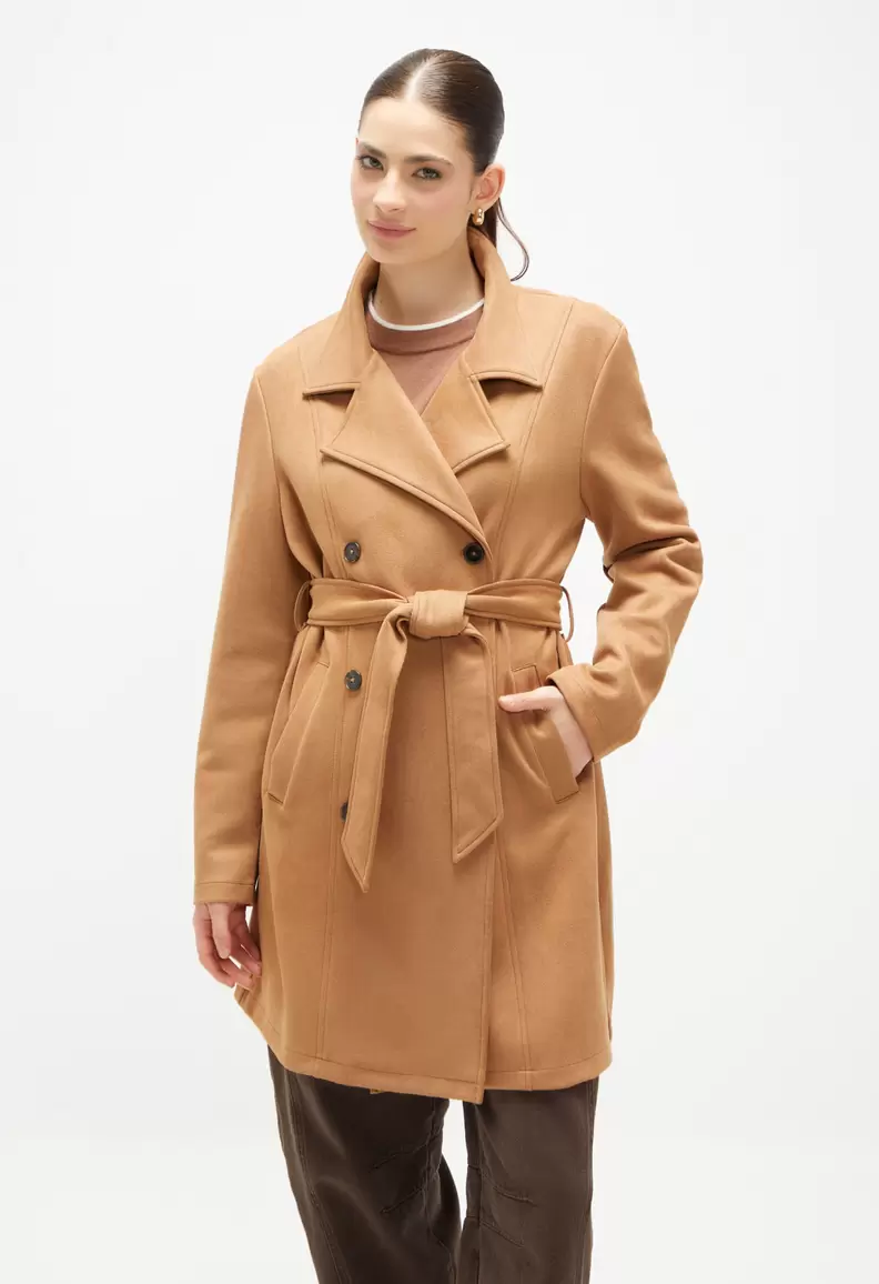 Gaban manga larga en suede para mujer