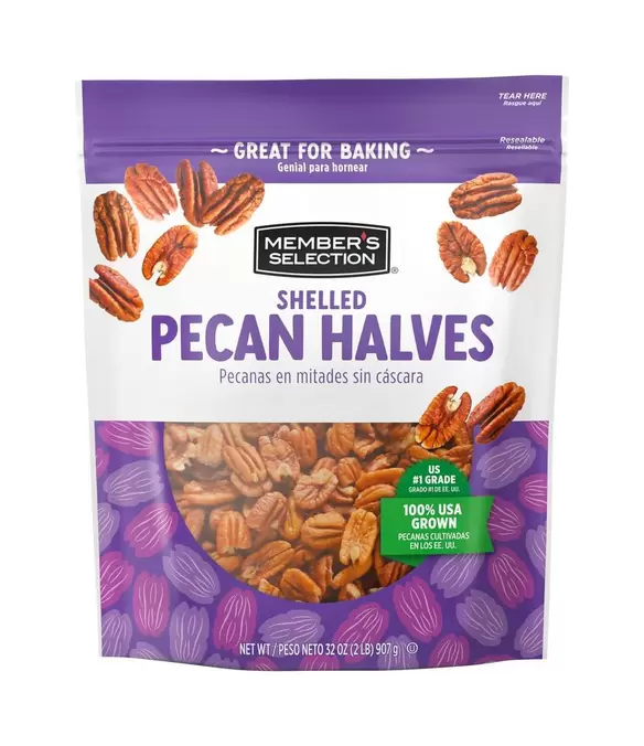 Member's Selection Pecanas en Mitades, Sin Cáscara y Sin Sal 907 g / 32 oz
