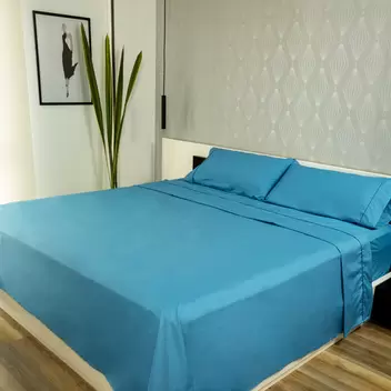 Sábana 200 Hilos Clásica - Color Azul Claro