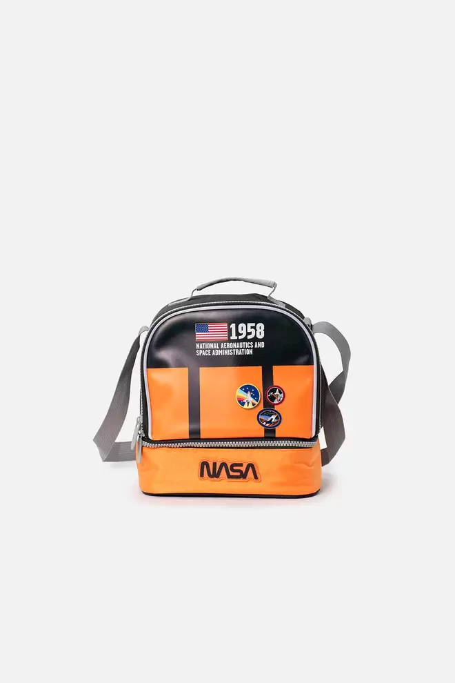 Lonchera de Nasa 16.5" naranja para niño