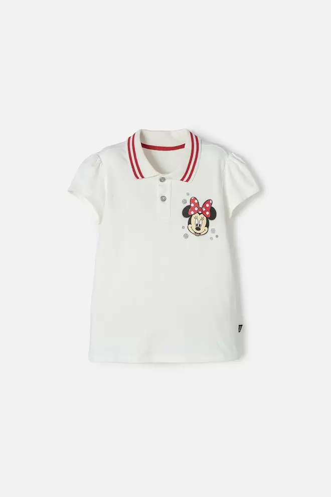 Polo de Minnie Mouse marfil con botones para niña