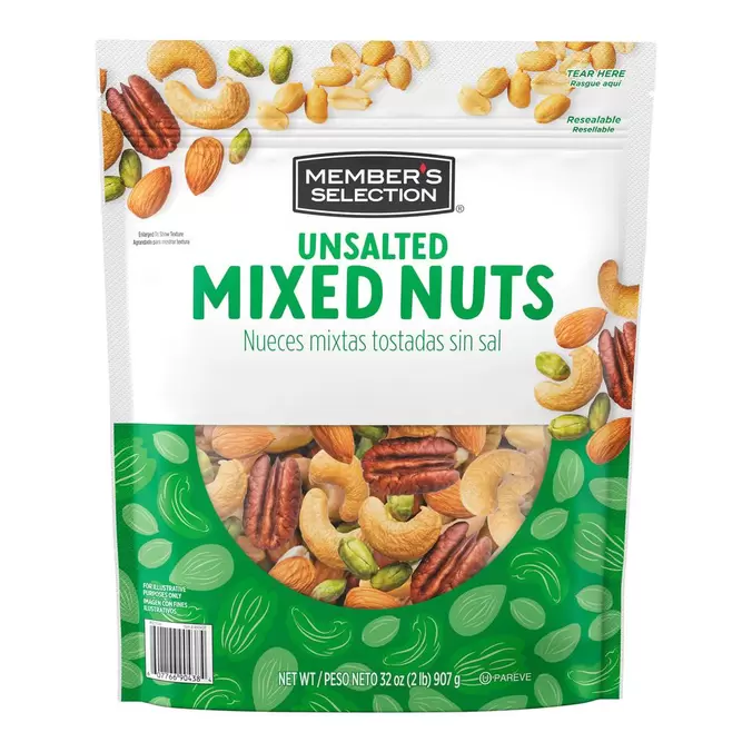 Member's Selection Mezcla de Nueces Tostadas sin Sal 907 g / 32 oz