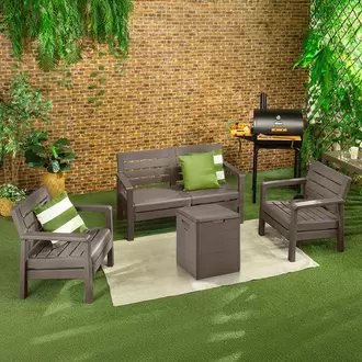 Sala Barú 4 puestos, 2 Sillones, 1 Sofá doble, 1 Baúl 100 litros