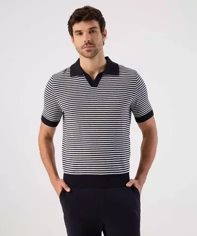 Polo De Punto Microtexturizada A Rayas