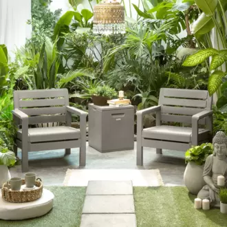 Combo balcón, 2 Sillones, 1 Baúl de 100 litros