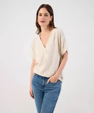 Blusa Estampada con Manga Corta para Mujer