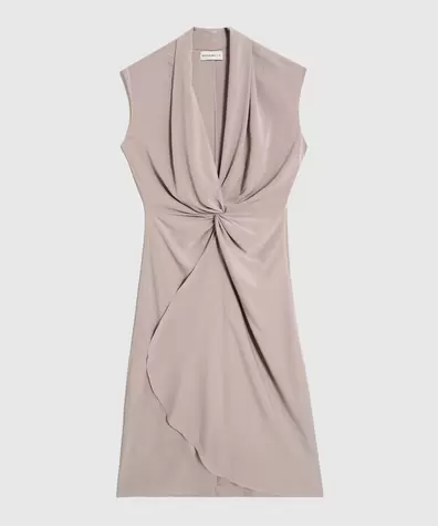 Vestido Midi Cruzado Con Nudo Frontal Para Mujer