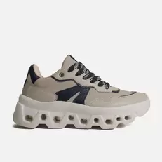 Tenis con plataforma huyana de cuero para mujer - Gris