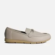 Mocasin plano gema de cuero para mujer - Hueso