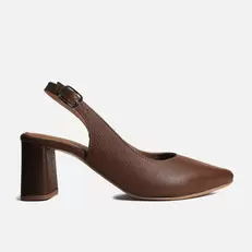 Tacones flora de cuero para mujer - Miel