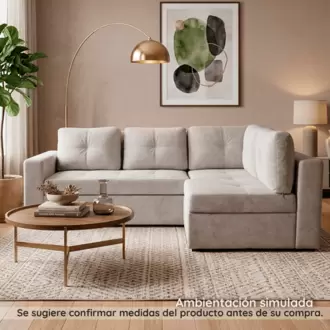 Sofa cama Modular Valencia Izquierdo en tela, beige