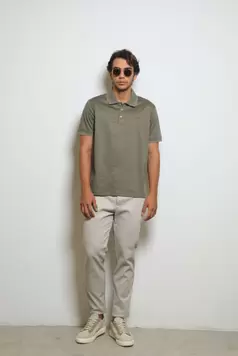 Polo Fashion Mercerizada Olive/Crema